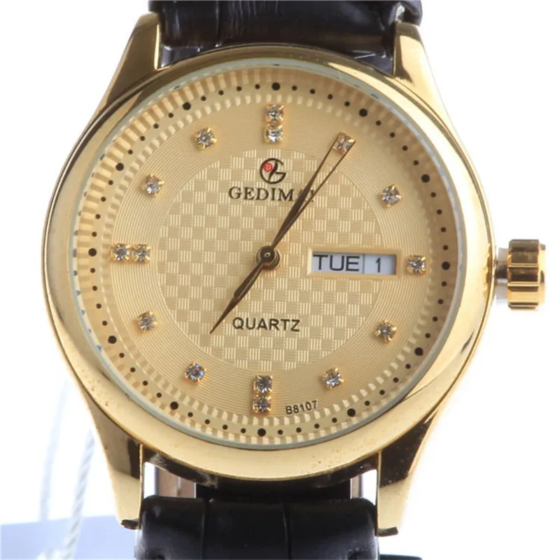 

2016 HOT Business Watches Men GEDIMAI Luxury Brand Full Leather Gold Date Casual clock Men's Quartz Watch relogio masculino