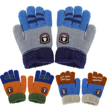 

Winter Kids Warm Baby Boys Cartoon Gloves Children Knitted Stretch Mittens baby winter toddler gloves