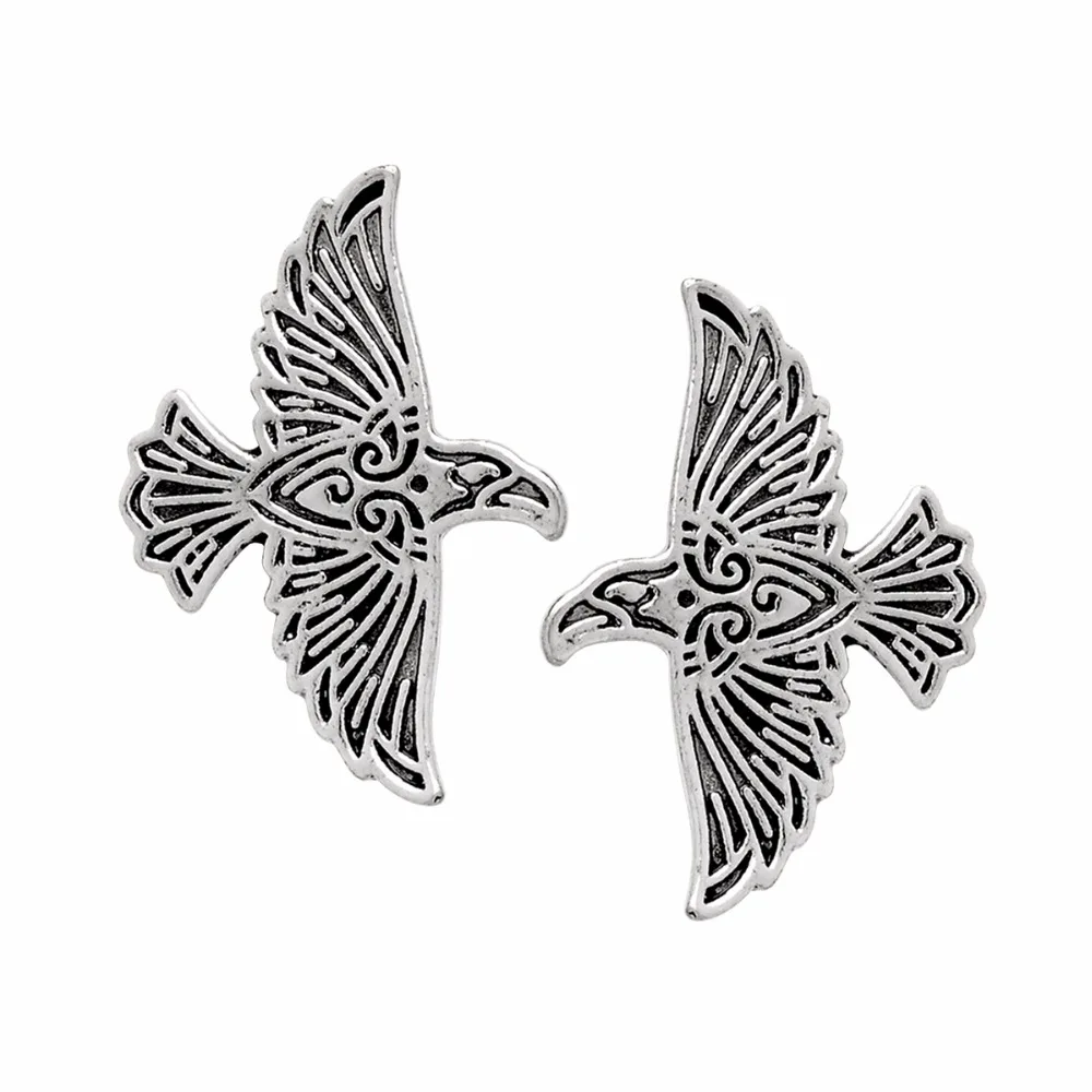 

Viking Flying Raven Pin Silver Bronze Norse Crow Brooch For Men Vinatge Animal Pins Button Badge Sweater Coat Collar Brooches