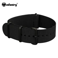 Пехоты 22 мм Военная Униформа НАТО ремешок для часов черный нейлон G10 ремешок часы с тканевым ремешком ремень ремешок Водонепроницаемый военные Замена - изображение