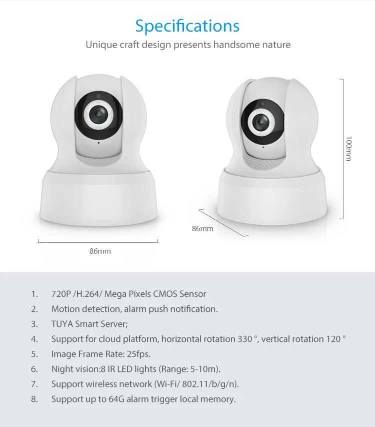 HD 720 p wifi ip камера беспроводная сетевая наблюдения умный дом совместимая с AlexaEcho и