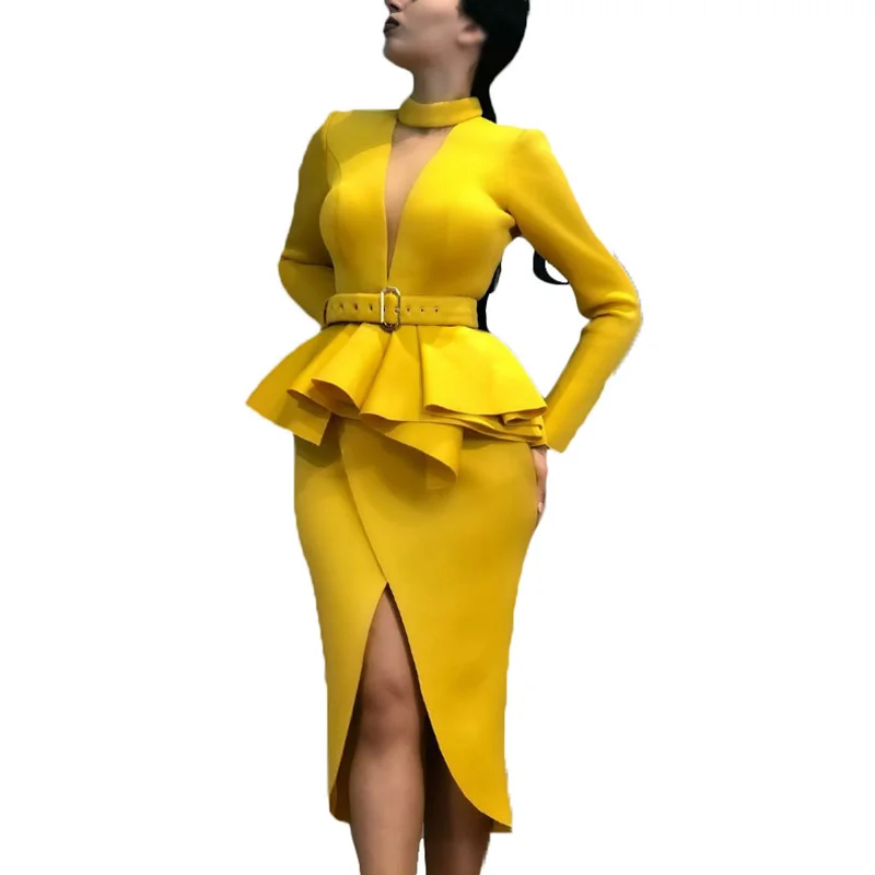Сексуальный карандаш для женщин платье с v-образным вырезом Bodycon офисная работа деловые вечерние клубная одежда S~ XL