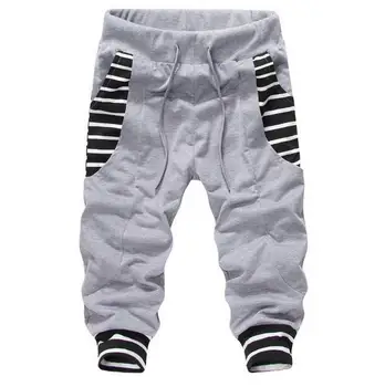 

NEW 2020 Outdoor Summer Sports Training GYM Running Stripe Hip Hop Harem pants Men's Capri trousers breeches men Black/Grey