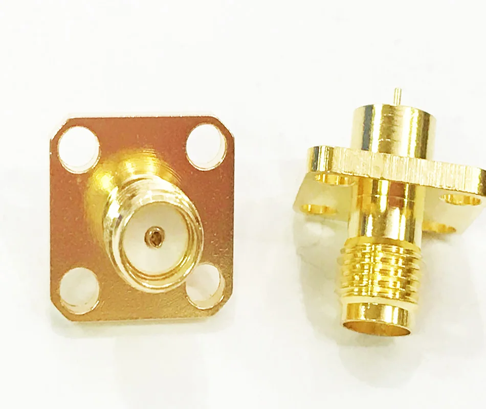 Oro Plateado 4 agujero de montaje de chasis conexión SMA Hembra Largo Pin radiall blb24