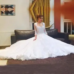 2019 Милая Свадебные платья Свадебное платье 3/4 рукав vestido de noiva robe de mariage trouwjurk сексуальное свадебное платье спинки