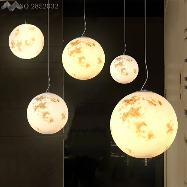 jw_nordic acrylic resin pendant lights planet ball moon lamps for