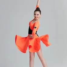 orange kids latin dress girl latin dance dress for kids salsa dress modern dance costumes for kids dance wear samba dress tango