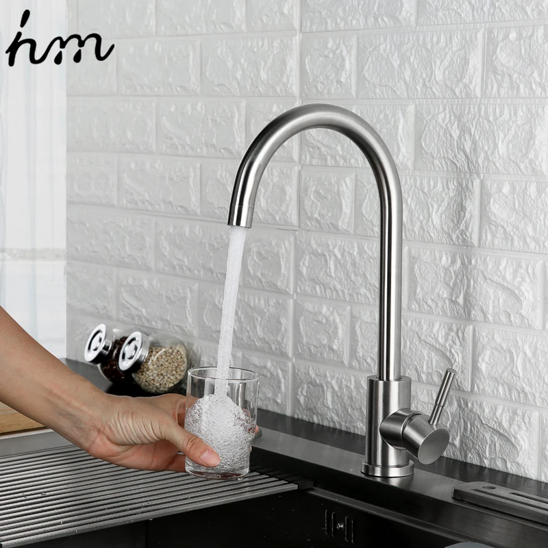  hm 360 Degree Cold and Hot Kitchen Tap Single Hole Water Tap SUS304 Stainless Steel Kitchen Faucets - 32888236969