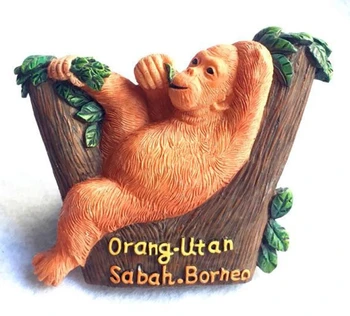 

Handmade Painted Malaysian Orangutan 3D Fridge Magnet Tourism Souvenirs Refrigerator Magnetic Stickers Home Decor