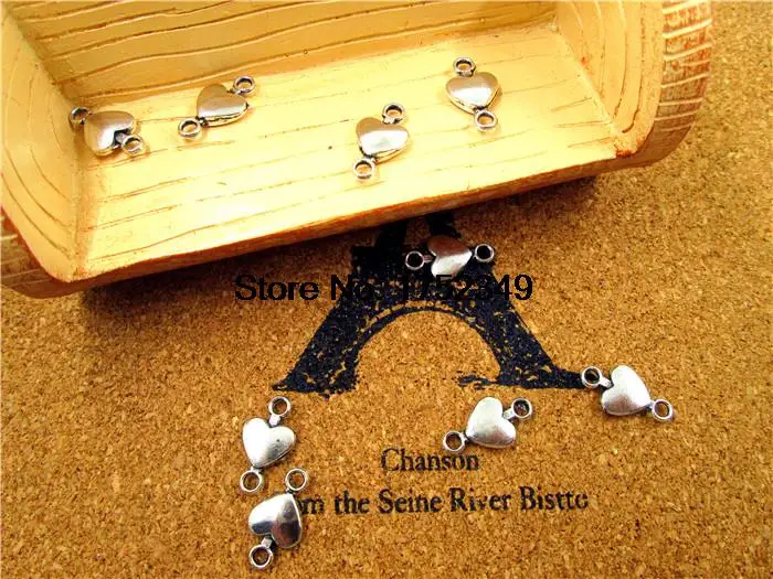 

30pcs--Heart charms,Antique Tibetan silver Mini Heart Connector Link 8x15mm