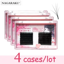 Nagaraku 4 casos novos chegaram autofãs cílios fácil fanning cílios mega volume ventilador russo volume cílios de dois tons compõem cílios