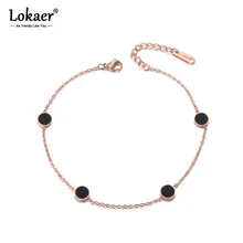 Lokaer Богемия розовое золото пляж очаровательный ножной браслет бижутерия для ног из нержавеющей стали черная акриловая цепь& ссылка женские браслеты для щиколотки A19012
