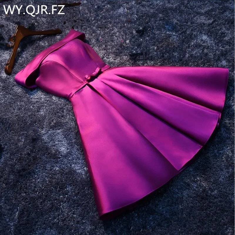 LBHS2143Z # кружево до лодка средства ухода за кожей Шеи Красный Фиолетовый Короткое Платье Для подружки невесты Свадебная вечеринка платье для