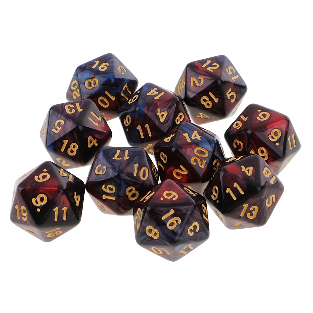 10pcs 20 Sided Dice D20 Polyhedral Dice for Dungeons and Dragons Game Role Playing Game High quality Red Blue