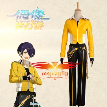 

Ensemble Stars Ryuseitai Shinobu Sengoku Stage Cosplay Costume Men Women Faux Leather Yellow Uniform Jacket Clothing For Adult