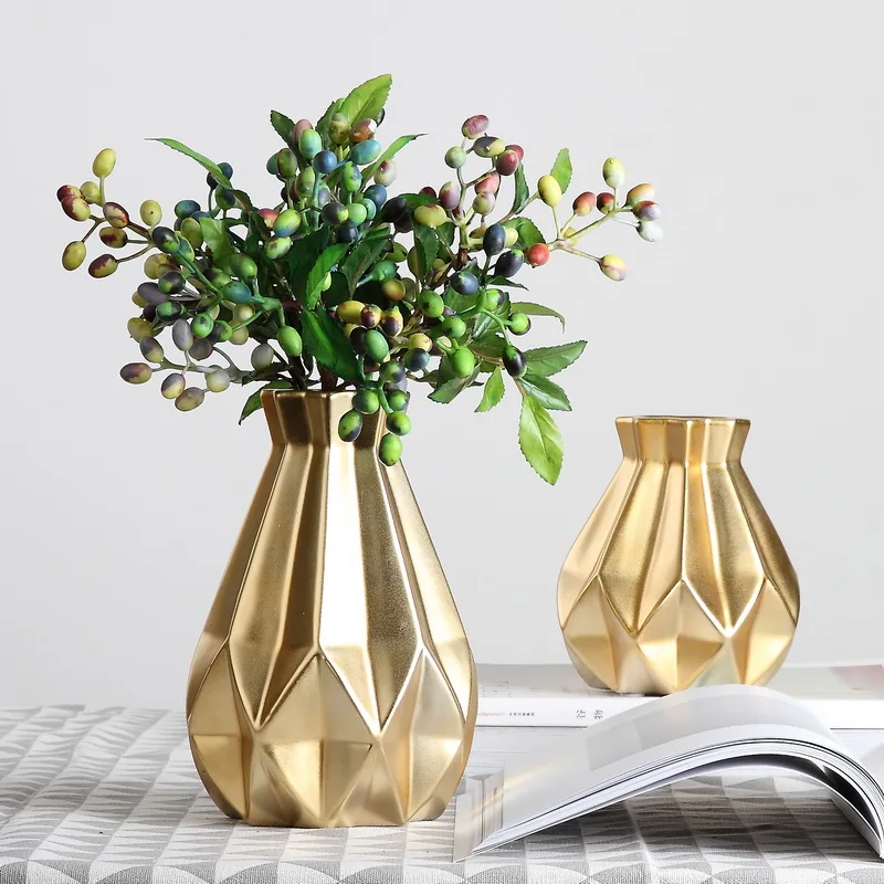 Скандинавский золотистый керамический ваза современный цветок в декоративной вазе комната Кабинет Коридор домашняя Свадебная ваза для украшения