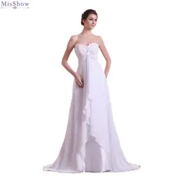 MisShow 2018 шифон линии свадебное платье Индивидуальные плюс Размеры без бретелек Свадебное платье Свадебные 2 цвета Vestido De Noiva