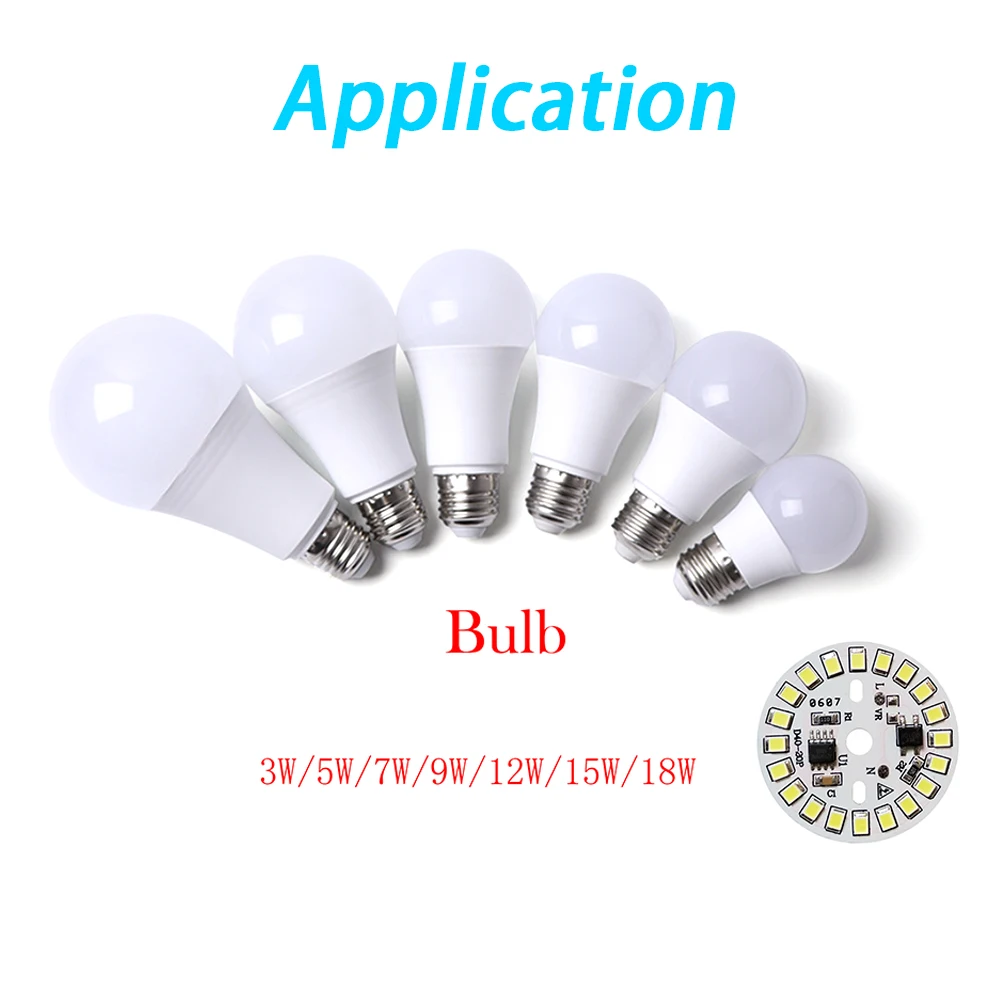 DIY светодиодный ная лампочка SMD 12 Вт 9 7 5 3 COB чип Стандартный вход умная плата IC