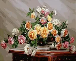 cioioil-T644 Roses on the table coloring by numbers DIY digital Hand-painted canvas painting for home decor