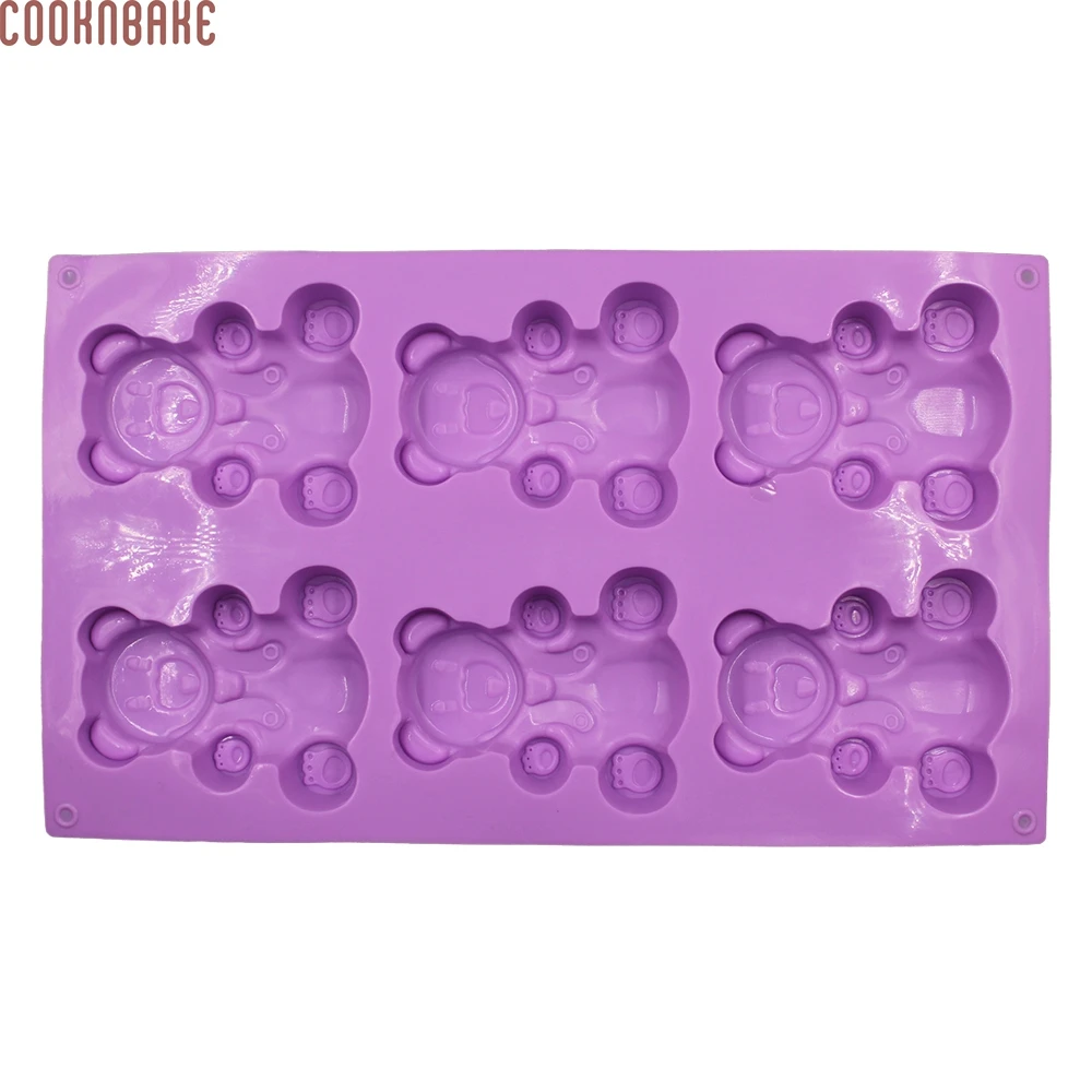 COOKNBAKE DIY 6 Lattices Bear-Boy DIY Silicone Cake Mold Pudding Bakery Cookies Baking Mold CDSM-066