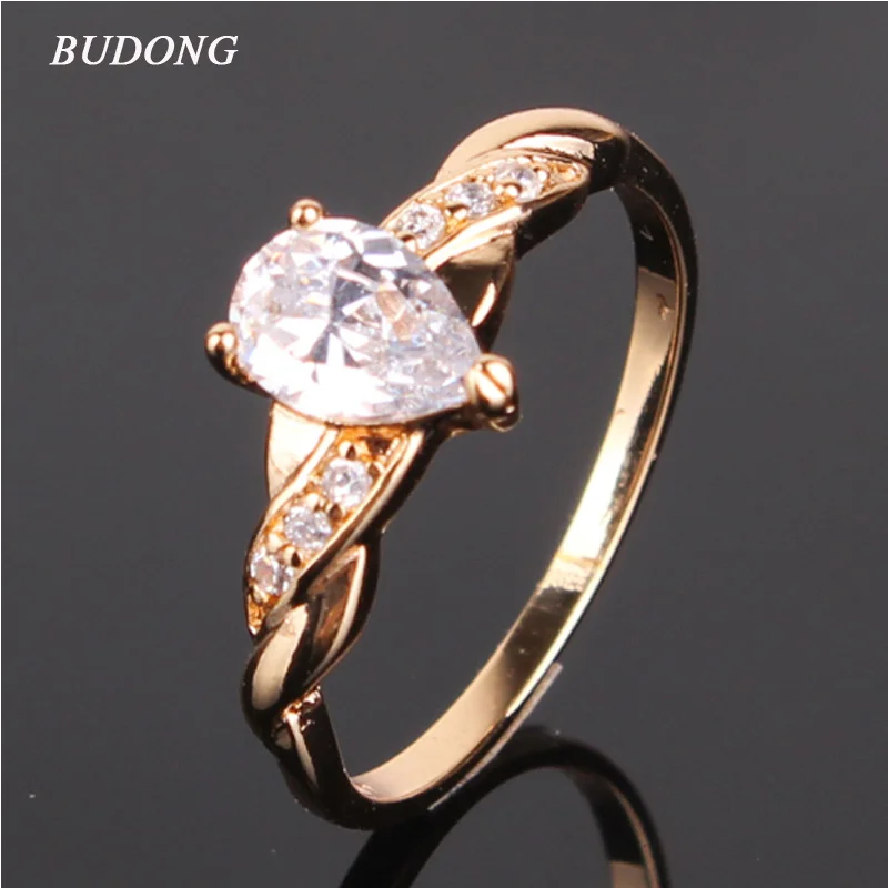 budong teardrop new fashion finger midi engagement rings for women wedding gold color crystal cz - Teardrop Wedding Rings budong teardrop new fashion finger midi engagement rings for women wedding gold color crystal cz - Teardrop Wedding Rings