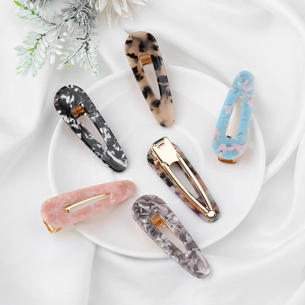 

1Pair Japan style Women Cute Acetic Acid Hair Clips Hairpins Leopard Print Waterdrop Barrettes Girls Hairgrips Hair Accessories