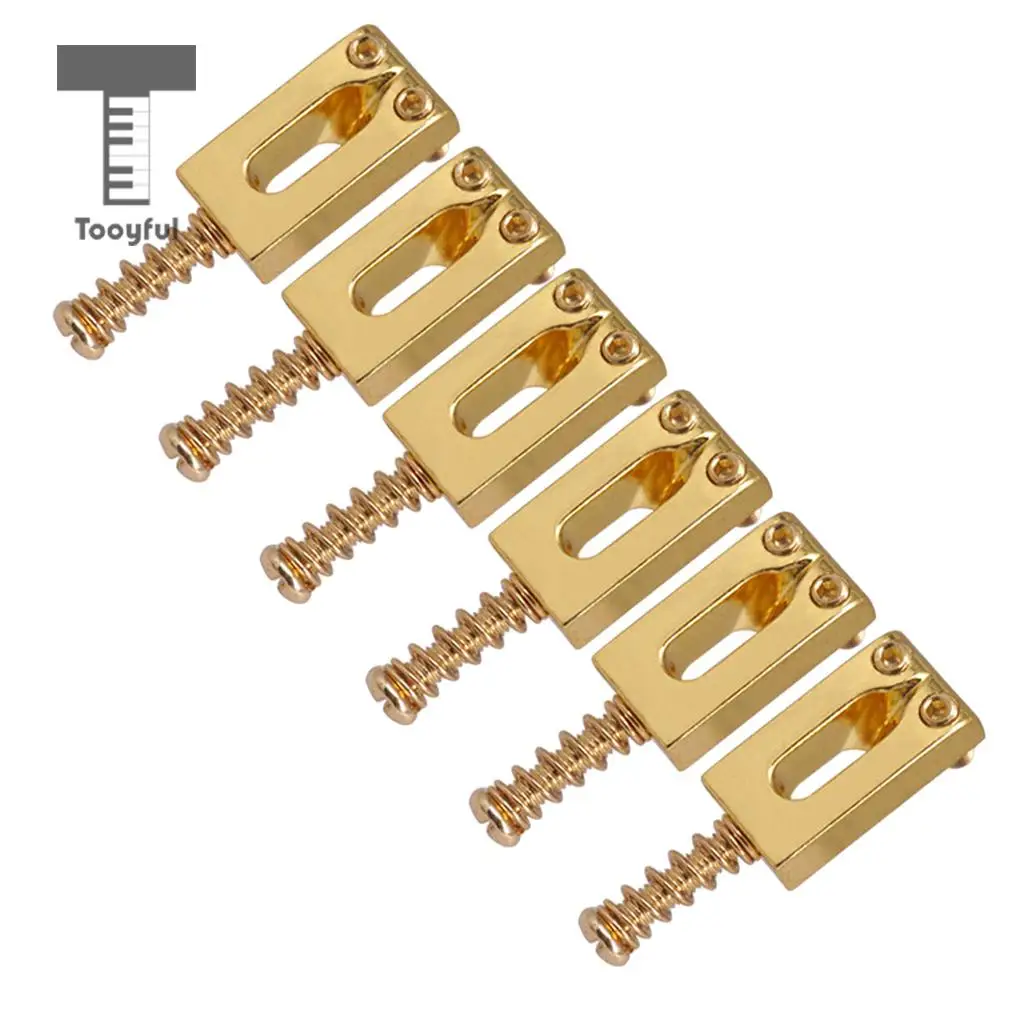 Tooyful 6 Pieces Guitar Tremolo Bridge Locked String Saddles for Electric Guitar Replacement Parts Gold