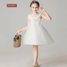 JaneyGao/Платья с цветочным узором для девочек для свадебной вечеринки; детское платье; торжественное платье принцессы для торжеств; платья для первого причастия; Цвет белый;