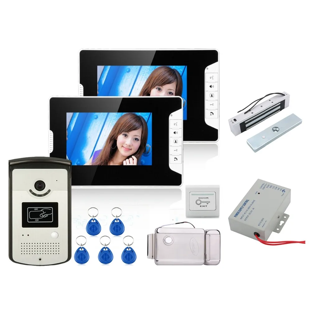 

Home Security 10" RFID Password Video Door Phone Doorbell Intercom System With IR Camera 1000 TV Line With Electric Strike Locks