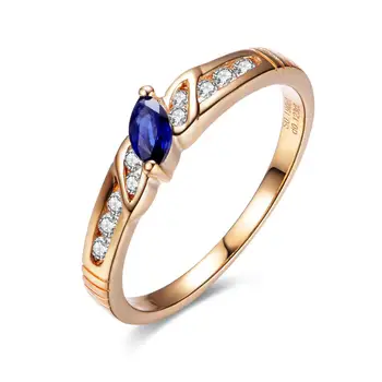 

0.15 carat Natural Sapphire 18k Yellow Gold GVBORI Brand Women Ring Special Gift for Wedding Fine Jewelry High Quality