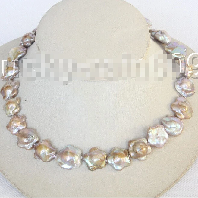 

FREE shipping>>>> 18mmX19mm Baroque flower purple Reborn Keshi pearls necklace E9086 new