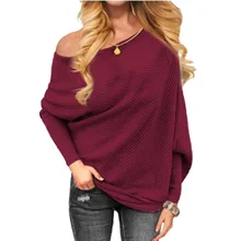 Off Shoulder Sweater Woman Sexy Knitted Tops Batwing Sleeve Pullover Sweaters Fashion 2019 Women Clothes Black White Casual Tops