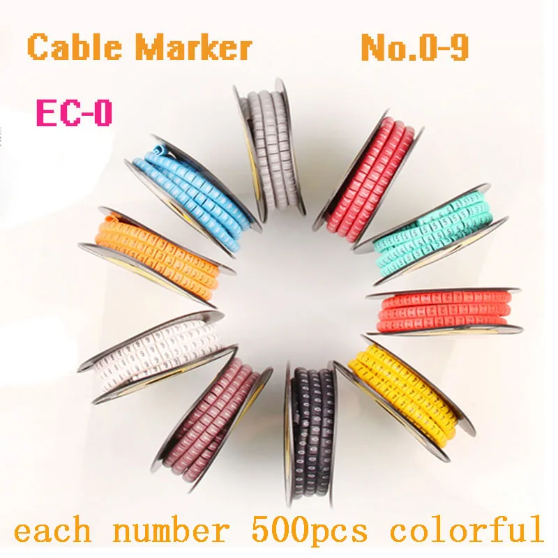 5000-3000 шт. желтый цвет Кабельные маркеры микс номер EC-0 EC-1 EC-2 EC-3 Маркер кабельной проводки номер 0 до 9 ПВХ материал проводов маркер - Цвет: EC-0-color-5000pcs