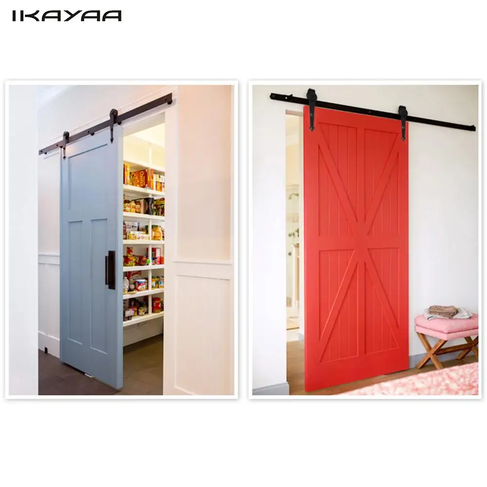

iKayaa 7.2FT Steel Sliding Barn Wood Door Hardware Kit Black Sliding Door Closet Track Set