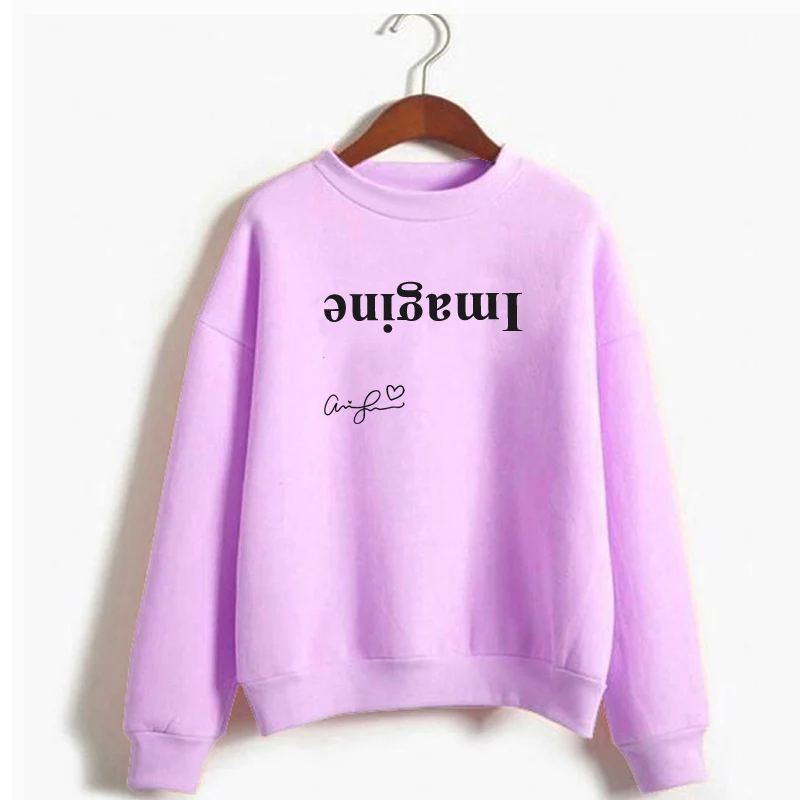 Подписанный Ариана Гранде вдохновил Imagine Hoodie для женщин Crewneck спасибо следующий Толстовка Merch топы с длинными рукавами