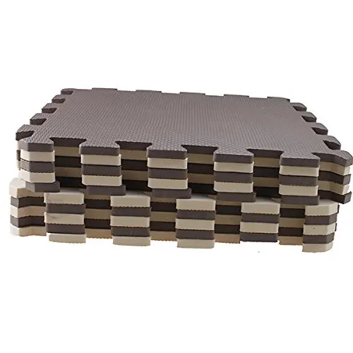 

HGHO-10 Piece Eva Foam Puzzle Exercise Mat Interlocking Floor Tiles Brown+beige