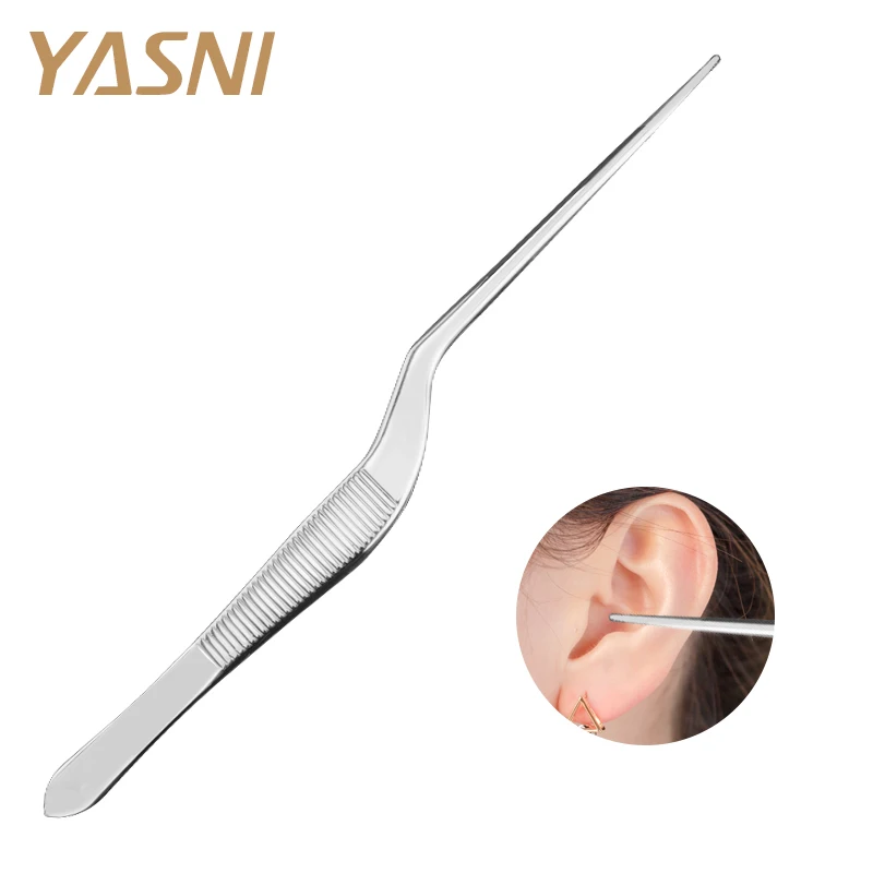 

1PC Dental Oral Stainless Steel Curved Tweezer Ear Nose Clip Health Care Makeup Cosmetic Tools Medical Use FS117