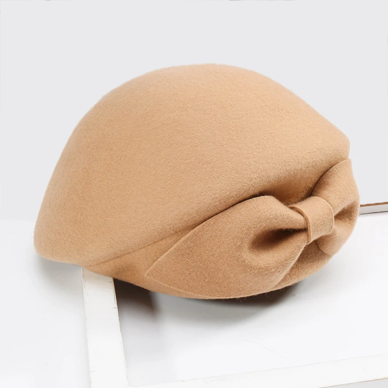 Wool Lucy Bow Beret For Women In 4 Colors