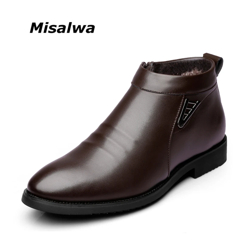 Prix Misalwa Hiver Chaud Errent Bottes Zipper Casual Neige Bottes En Peluche Style D affaires Hommes Chaussures