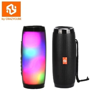 

CrazyCube Pulse LED Wireless Portable Bluetooth Speaker better than jbl with fm radio 10W dual passive bass surround stereo