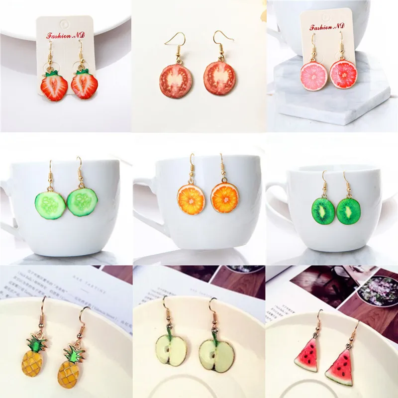 

Cute Fruit Earrings Acrylic Strawberry Tomato Orange Watermelon Kiwi Apple Pineapple Fruit Earrings Dainty Gift for Women Girls