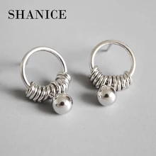 SHANICE 925 пробы серебряные Простые круглые серьги-гвоздики с кисточками для женщин и девочек Pendientes ювелирные изделия для рождественской вечеринки