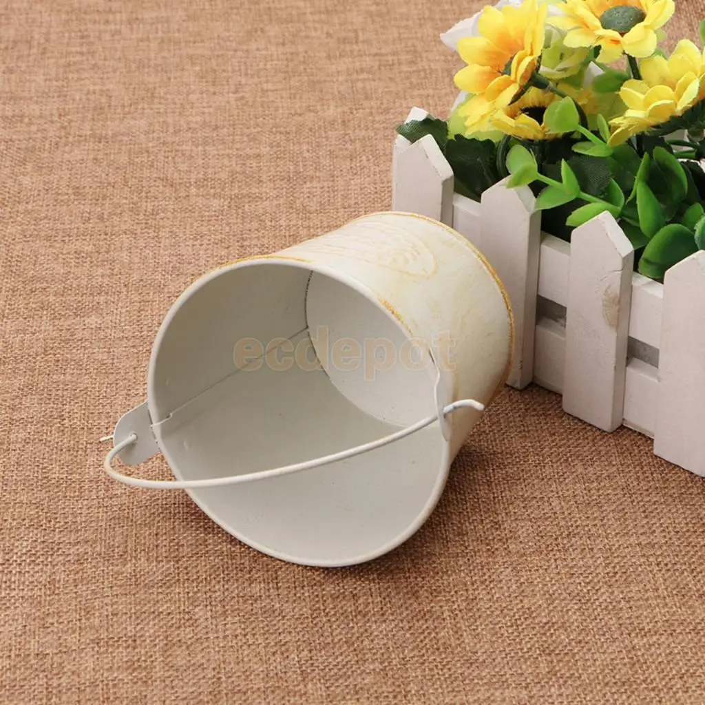 3pcs Garden Metal Flower Pot Wall Hanging Tin Baskets Bucket Plant Herb Planter Vase Wall Hanging