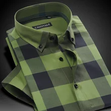 Мужская рубашка с коротким рукавом, контрастная, смелая, клетчатая, удобная, хлопковая, тонкая, умная, повседневная, тонкая, на пуговицах, рубашки