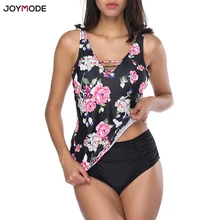 JOYMODE, одежда для плавания,, сексуальный купальник, Женский танкини, набор, купальник, с принтом, пляжная одежда, купальный костюм, с подкладкой, бикини, из двух частей, бикини