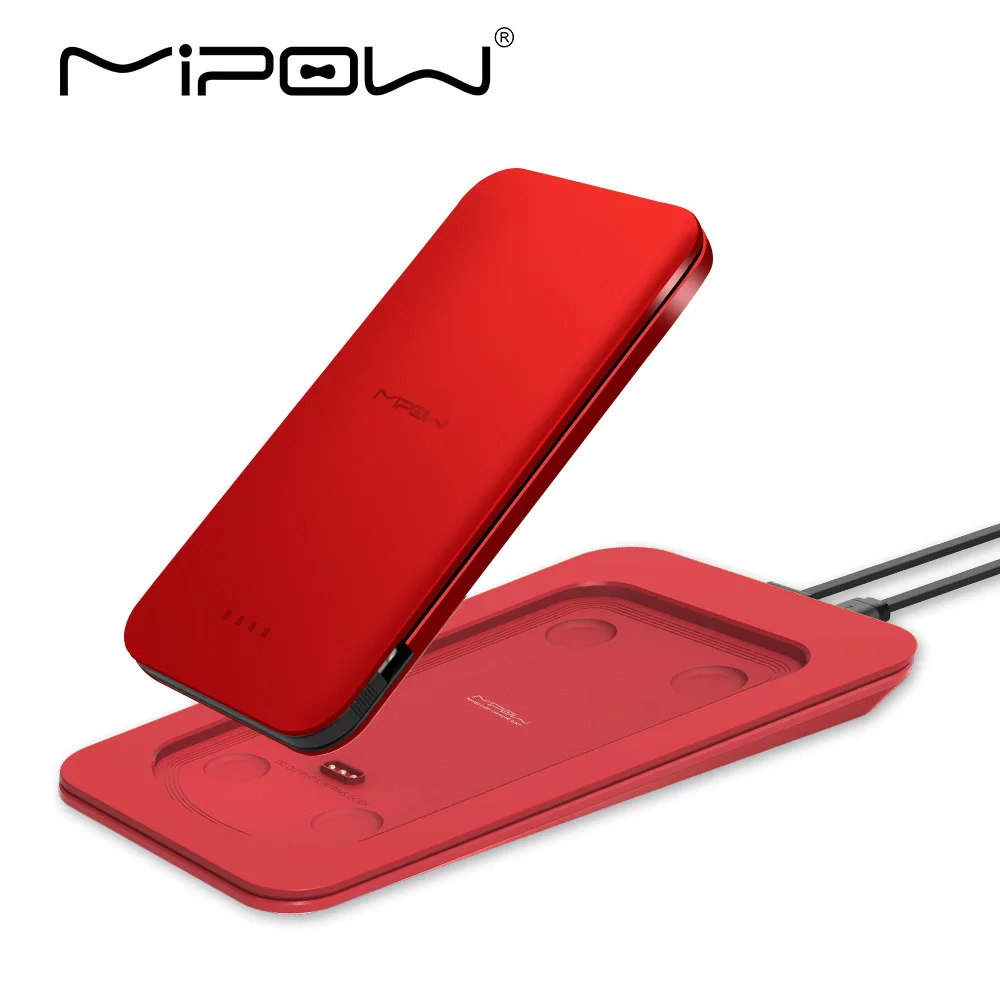  MIPOW MFI Certified 7000mAh Portable Ultra-thin Power Bank Battery Built in USB Cable With Wireless