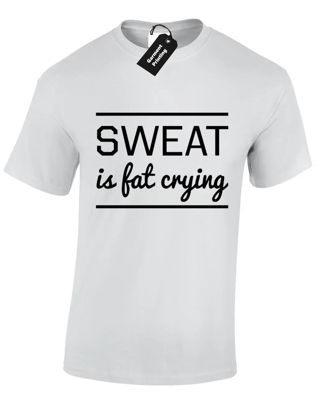SWEAT IS FAT CRYING LADIES T SHIRT WORKOUT FITNESS CROSSFIT PAIN NO GAIN GIFT