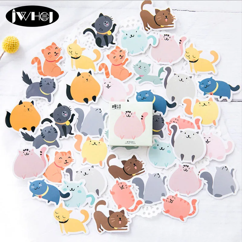 

45 pcs/box Cute obesity cat sticker animals paper decoration sticker diy handmade diary album scrapbooking sticker Arts,Crafts