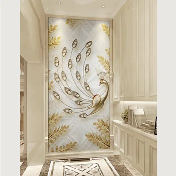 

5d wall Murals CrystalPeacockFlower 3d Wallpaper mural 3d photo wall Mural for Living Room 8d Mural