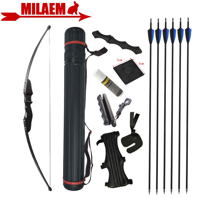 

1Set 30/40lbs Archery Recurve Bow Carbon Arrow Spine 500 Arrow Quiver Arrow Rest Finger/Arm Guard Hunting Shooting Accessories